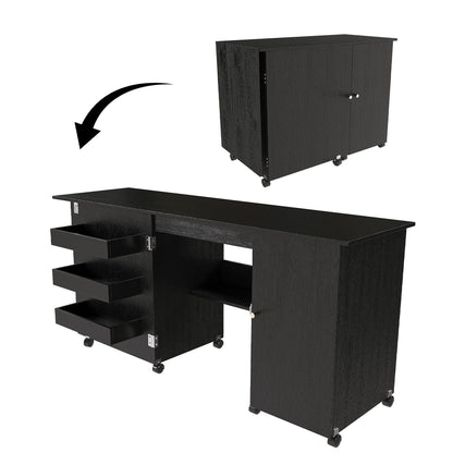 Foldable Sewing Table With Locking Casters