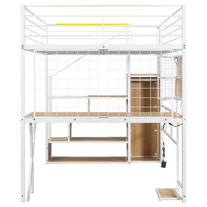 Loft Bed With Built In Work Station, Wardrobe, Storage Staircase And LED