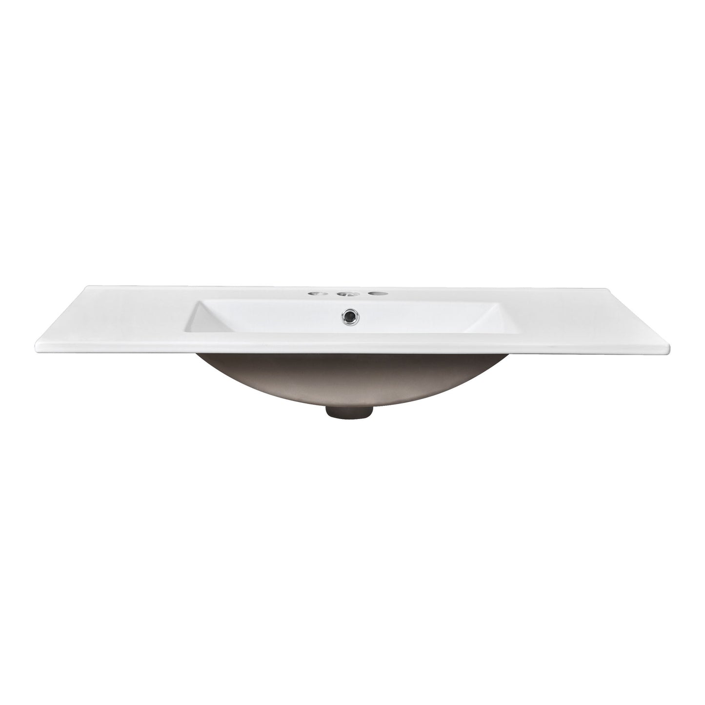 Single Bathroom Basin Sink Vanity Top Only & 3 Faucet Holes - White