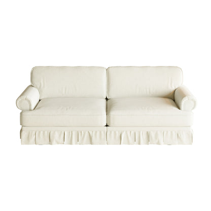 Luxuriously Comfortable Cloud Couch Sofa With Elegant Rolled Arms & Pleated Skirt Design