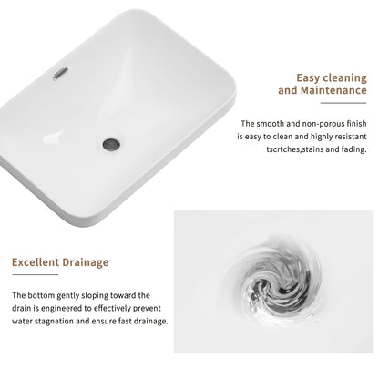 Undermount Bathroom Sink, Vessel Basin For Vanity Countertop - Milk White