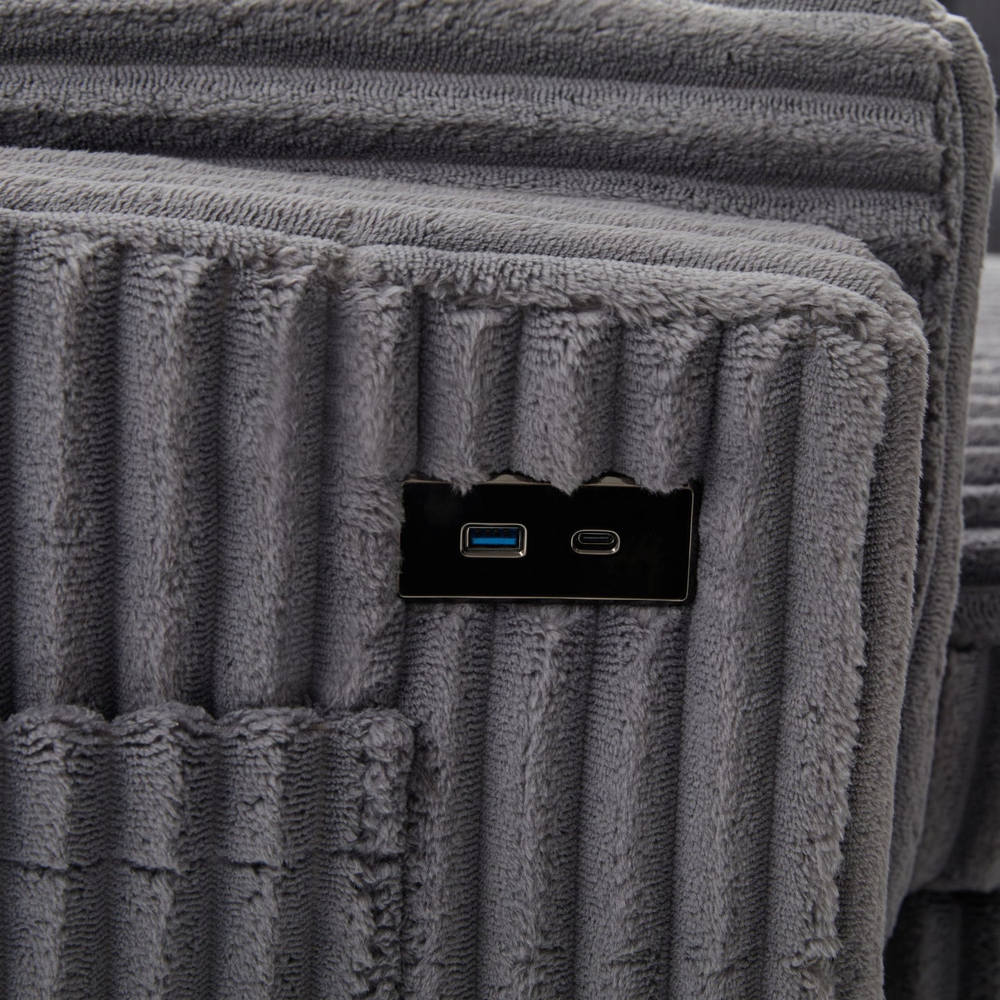 Convertible U-Shaped Sectional Sofa Bed With USB Ports And Storage