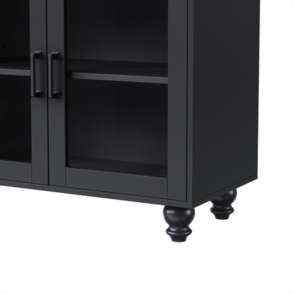 Farmhouse TV Stand With Solid Wood Gourd Shaped Legs For TVs Up To 70"