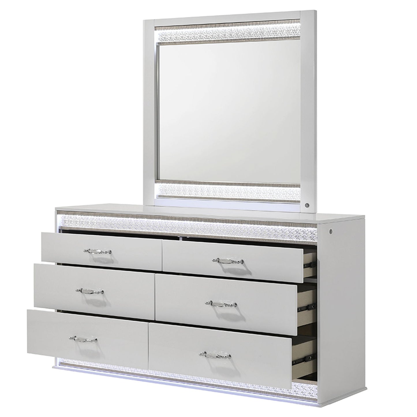 Glam - 6 Drawer Dresser & LED Lighting (Includes Dresser Only) - White