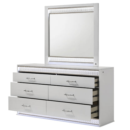 Glam - 6 Drawer Dresser With LED Lighting (Includes Dresser Only) - White
