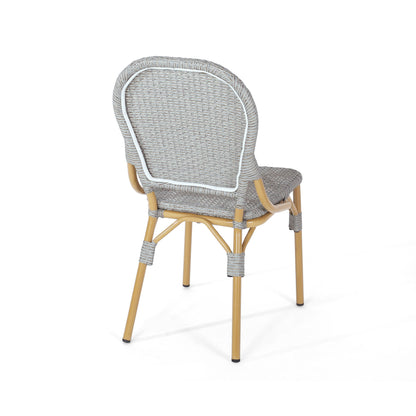 Outdoor Rattan And Aluminum Armless French Bistro Chairs (Set of 2) - Dark Gray
