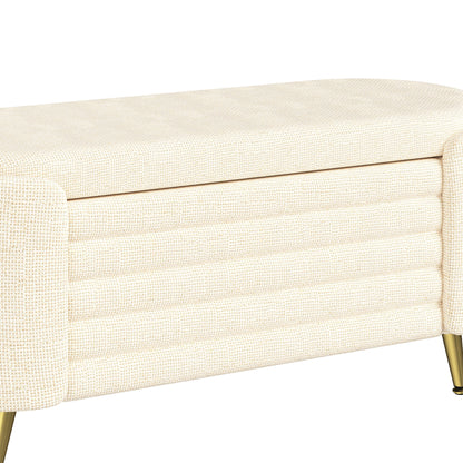 Modern Oval Storage Ottoman With Upholstery