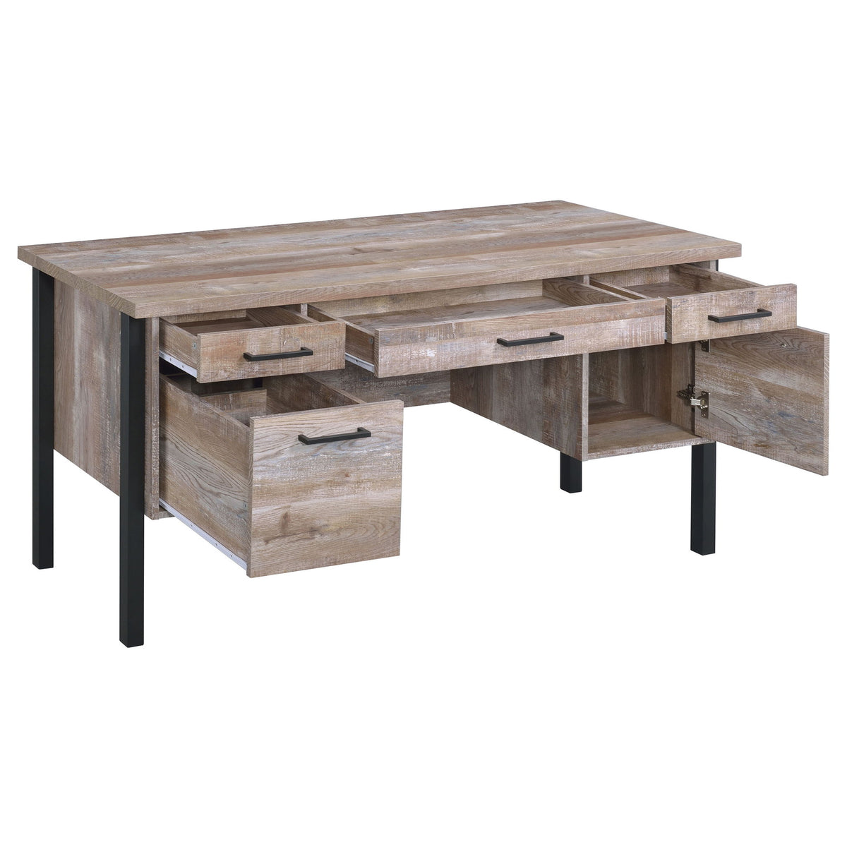 Azura - 4 Drawer Office Desk - Oak