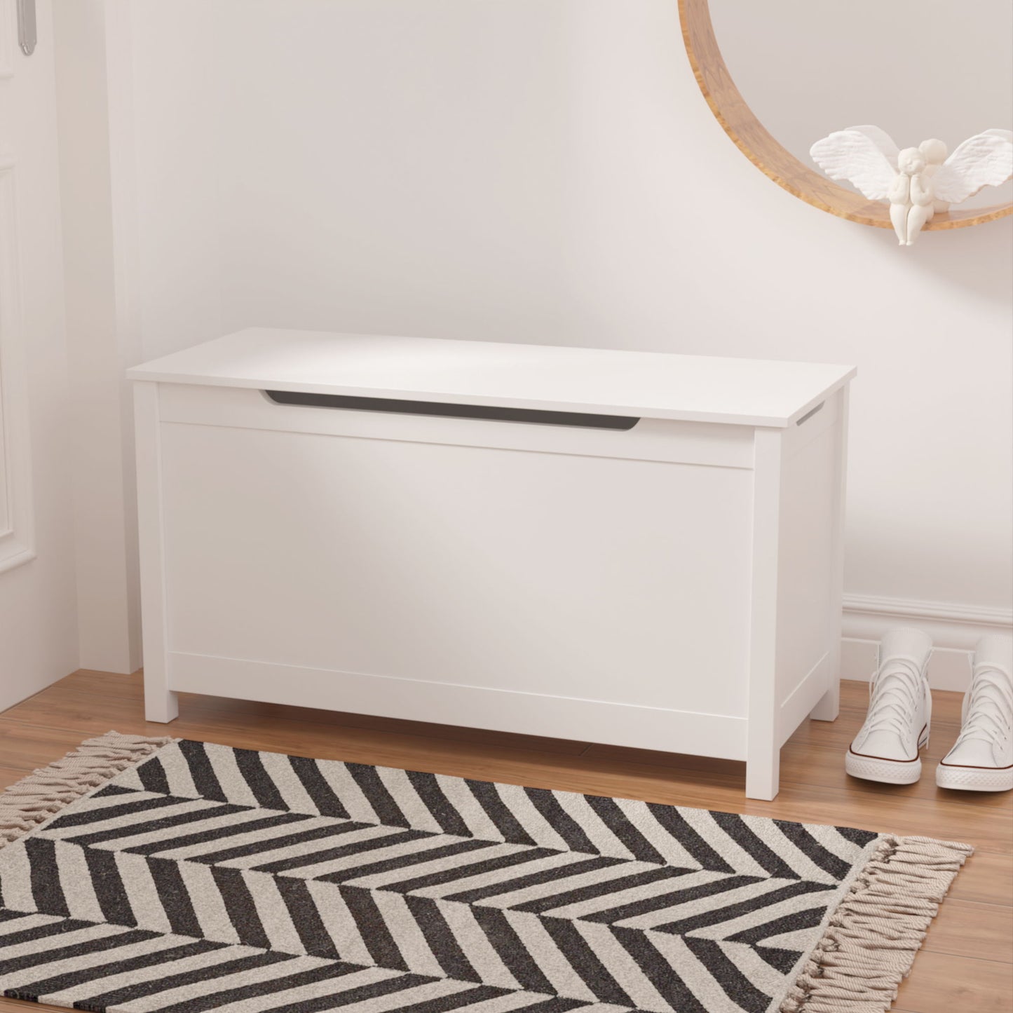 Toy Box Storage With Safety Hinged Lid
