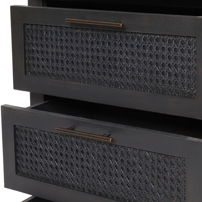 Newell - Cane 3 Drawer Dresser - Dark Gray