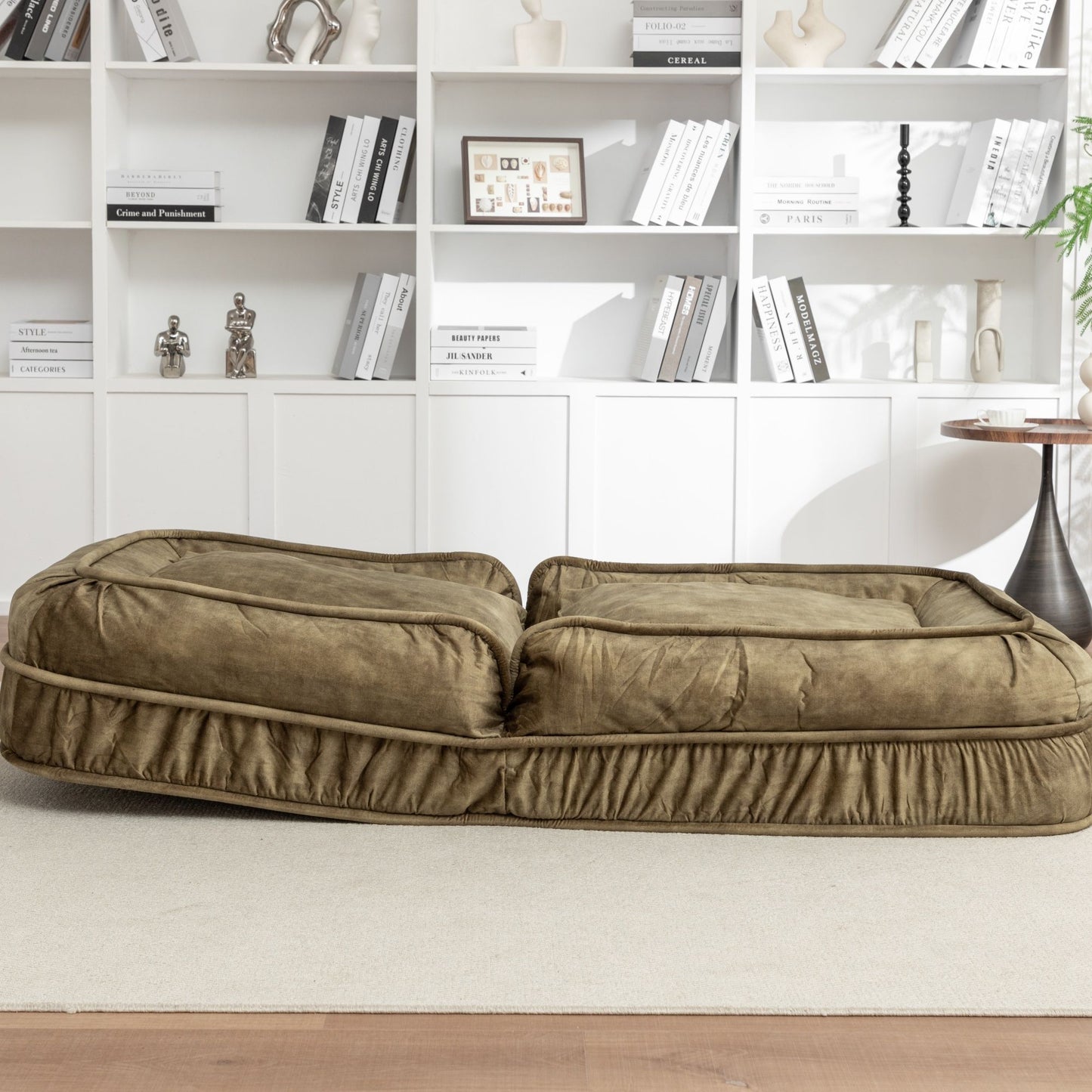 Upholstered Human Dog Bed And Pets, Bean Bag Floor Sofa With Massage Pillow, 5 Adjustable Positions & 2 Soft Pillows