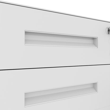 3-Drawer Mobile File Cabinet With Lock, On Casters, Holds A4/Letter Files