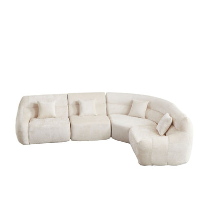 Luxury Curved Corner Sectional Sofa With 4 Pillows