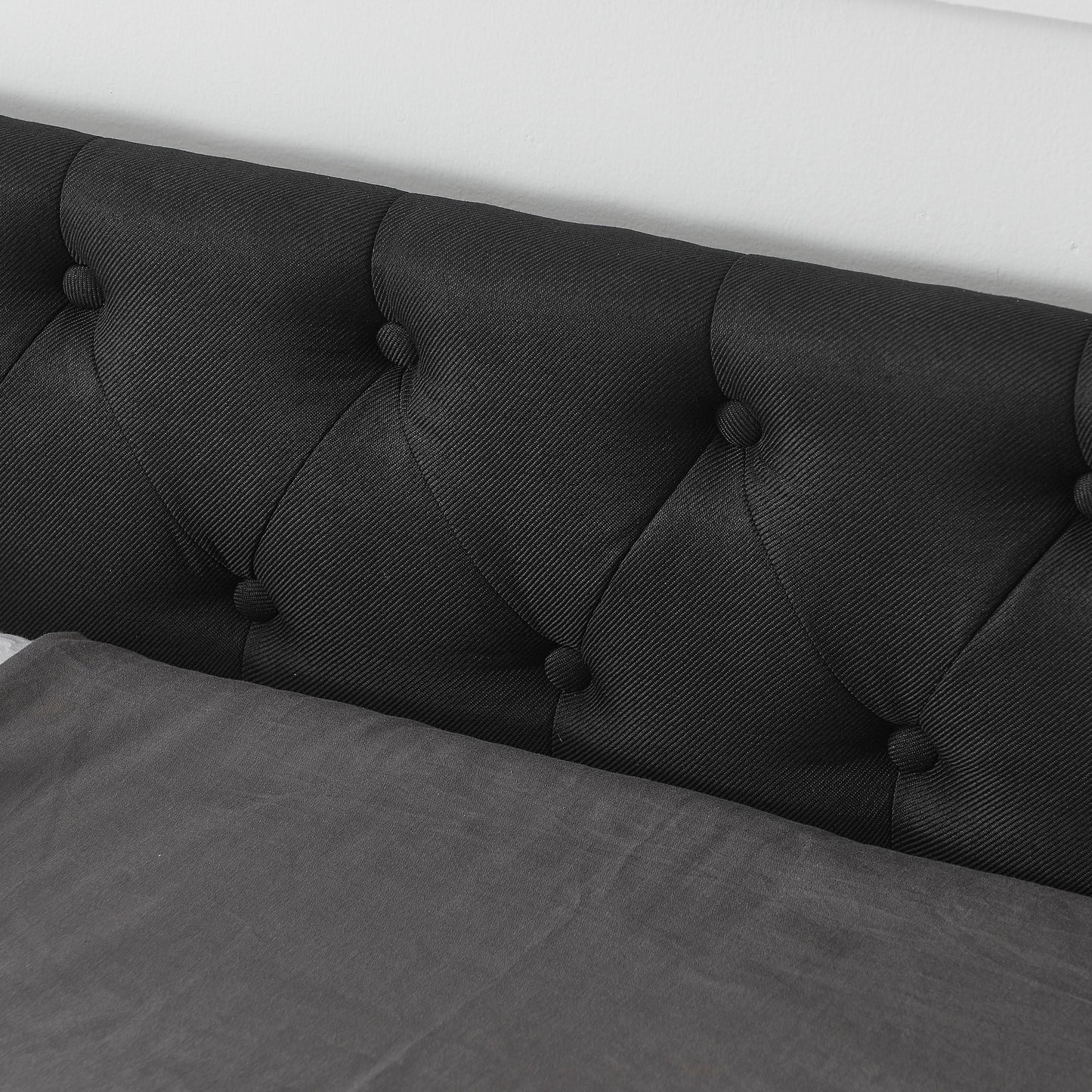 Upholstered Tufted Daybed With 2 Drawers, Waved Arms