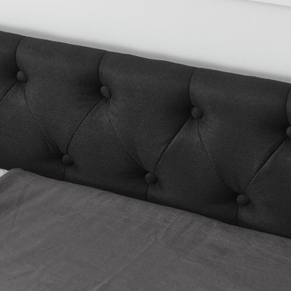 Upholstered Tufted Daybed With 2 Drawers, Waved Arms