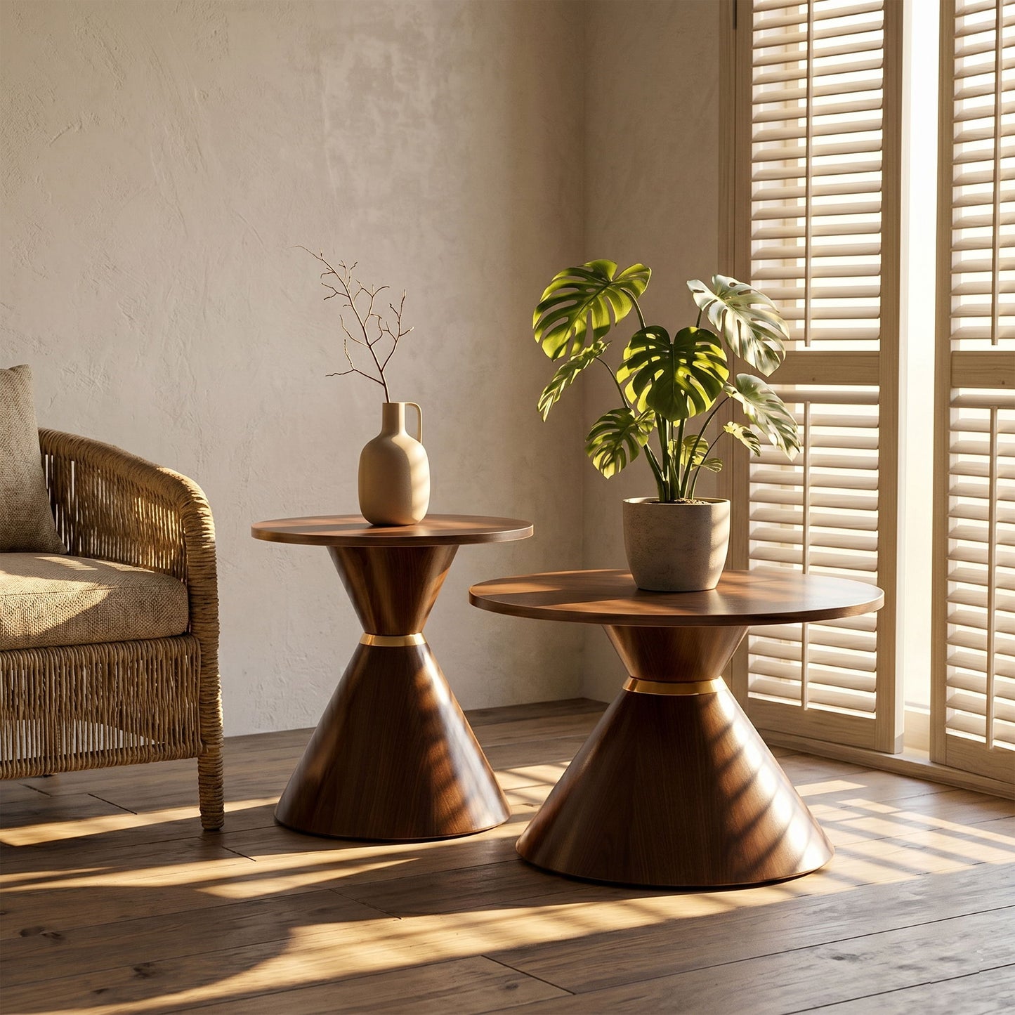 2 Piece Round Coffee Table Set For Living Room