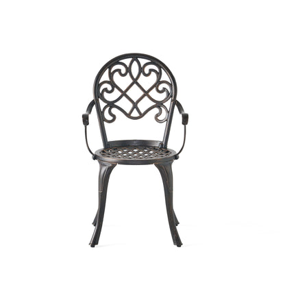 3 Piece Outdoor Aluminium Cast Bistro Set With Ice Bucket - Copper