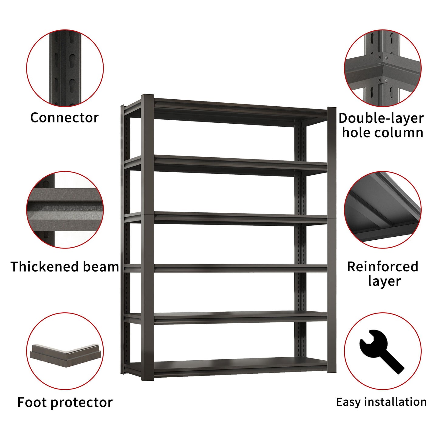 Industrial Heavy Duty Metal Garage Shelving Unit, Adjustable Storage Rack