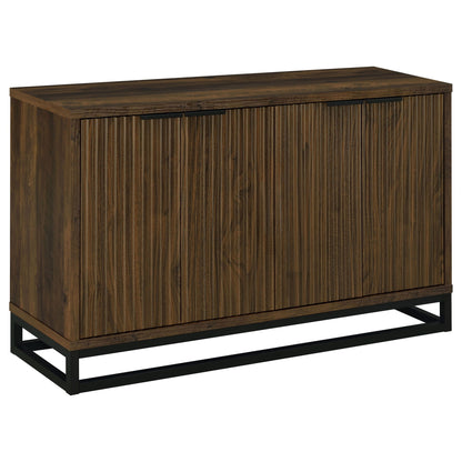 Thurston - 4 Door Accent Cabinet Carved Doors - Dark Brown