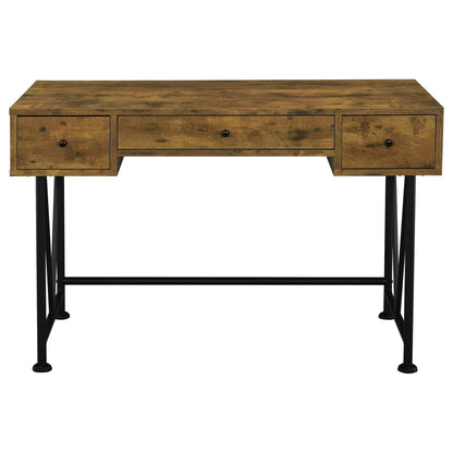 Avon - 2 Piece Computer Desk And Bookcase With 3 Drawers - Rustic Brown