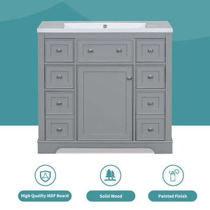 Modern Bathroom Vanity Base Only With 1 Cabinet And 6 Drawers