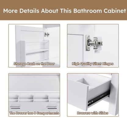 42" Bathroom Vanity Base With Doors And Drawer - White
