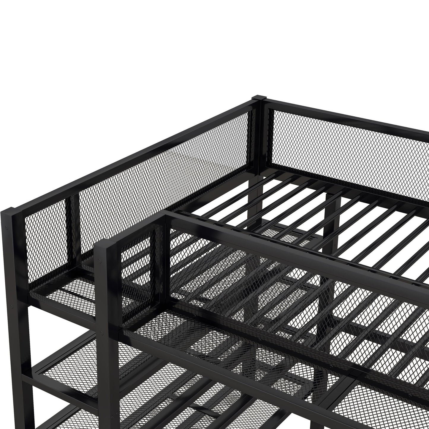Loft Bed With 4 Tier Shelves And Storage