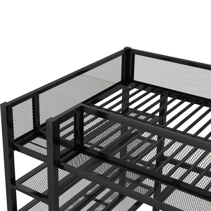 Loft Bed With 4 Tier Shelves And Storage