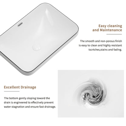 Undermount Bathroom Sink, Vessel Basin For Vanity Countertop - Milk White / Black