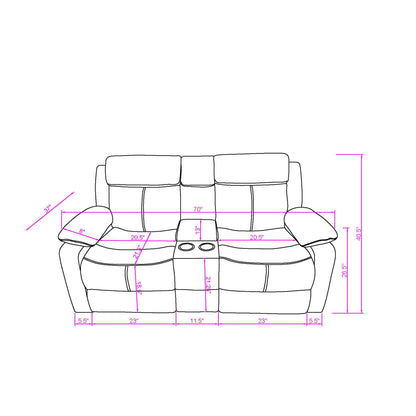 Blanche - Reclining Set With LED Lights, Speaker