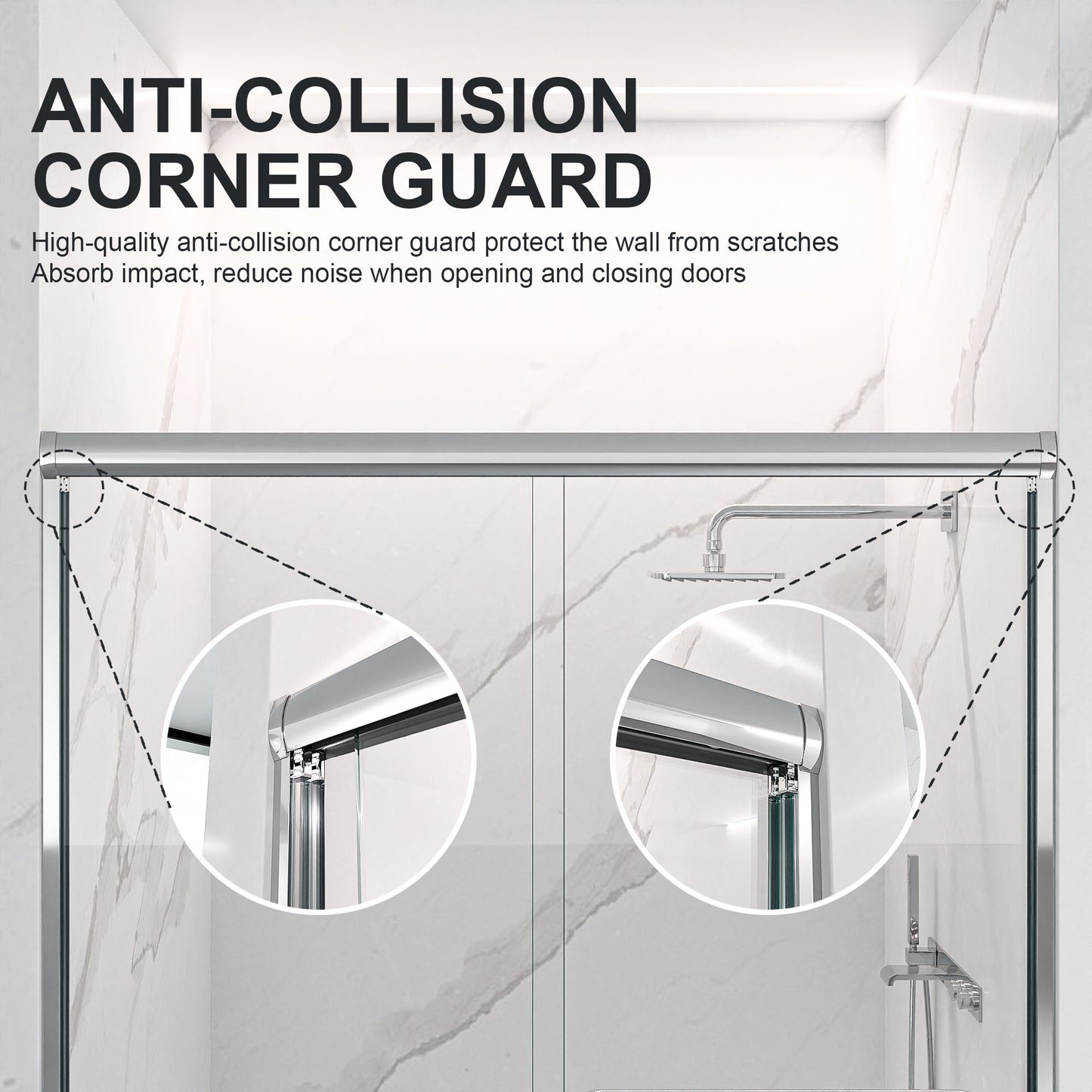 Modern Semi Frameless Double Sliding Shower Door