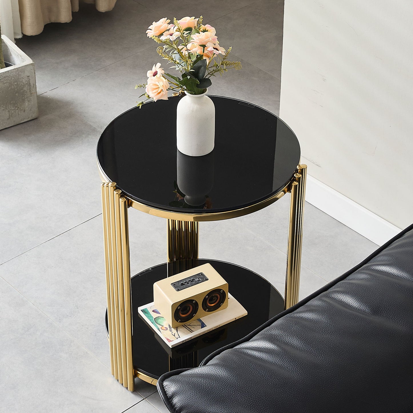 Round Table With Double Layer Storage