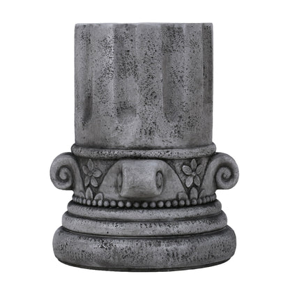 Outdoor End Table, Round Side Table For Patio And Garden - Antique Gray