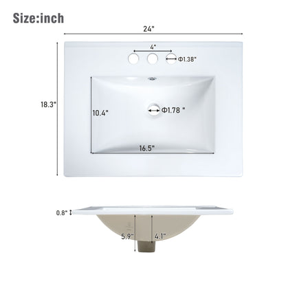 Transitional Style Bathroom Vanity Cabinet With Ceramic Sink