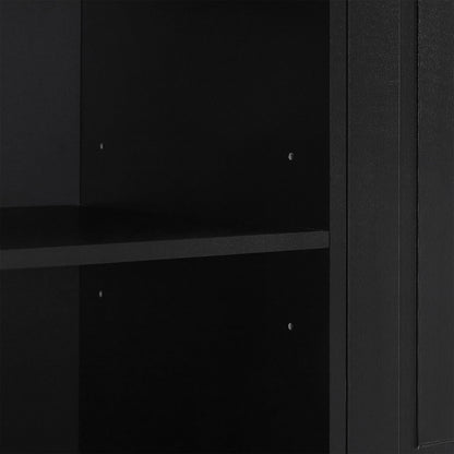 Modern Tall Storage Cabinet With Adjustable Shelves, Flip-Out Basket & Enclosed Doors