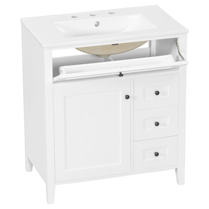 Bathroom Vanity With Sink, 3 Drawers And Adjustable Shelf