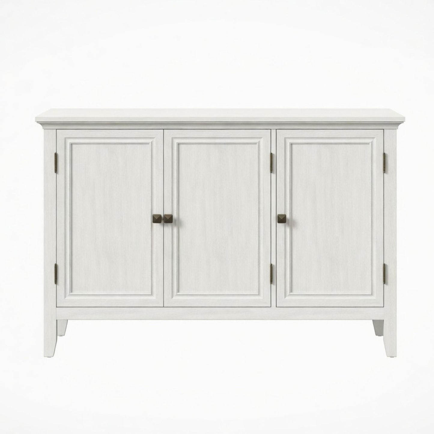 3 Door Buffet Cabinet With Adjustable Shelves - Matte White / Grayish
