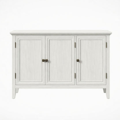 3 Door Buffet Cabinet With Adjustable Shelves - Matte White / Grayish