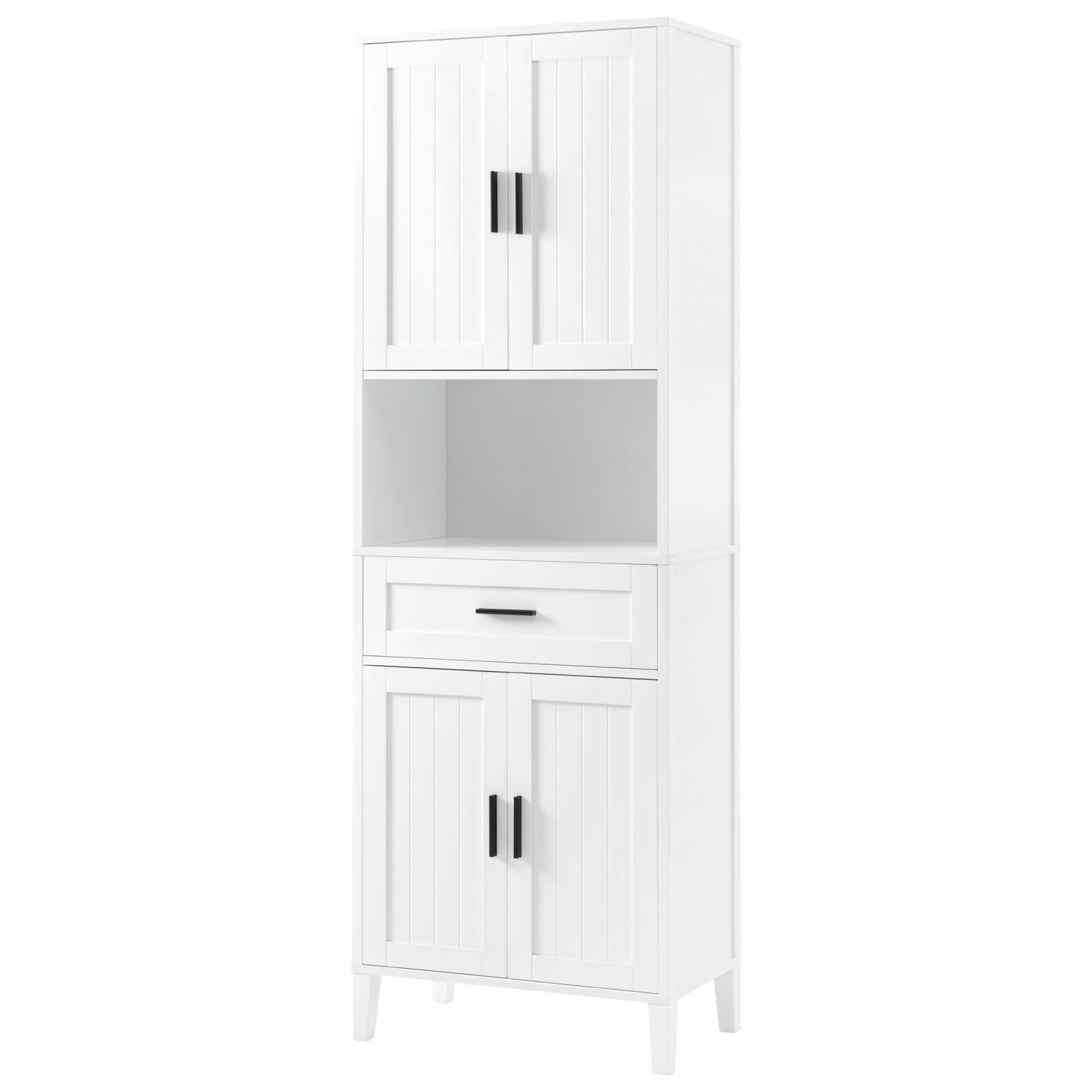 Freestanding Tall Bathroom Cabinet With Soft Close Doors And Adjustable Shelves
