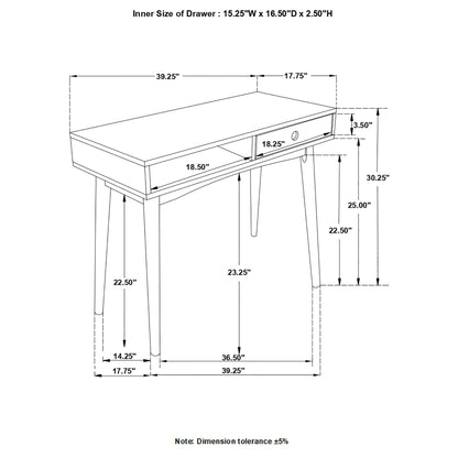 1 Drawer Writing Desk, Compact Size For Home Office - White