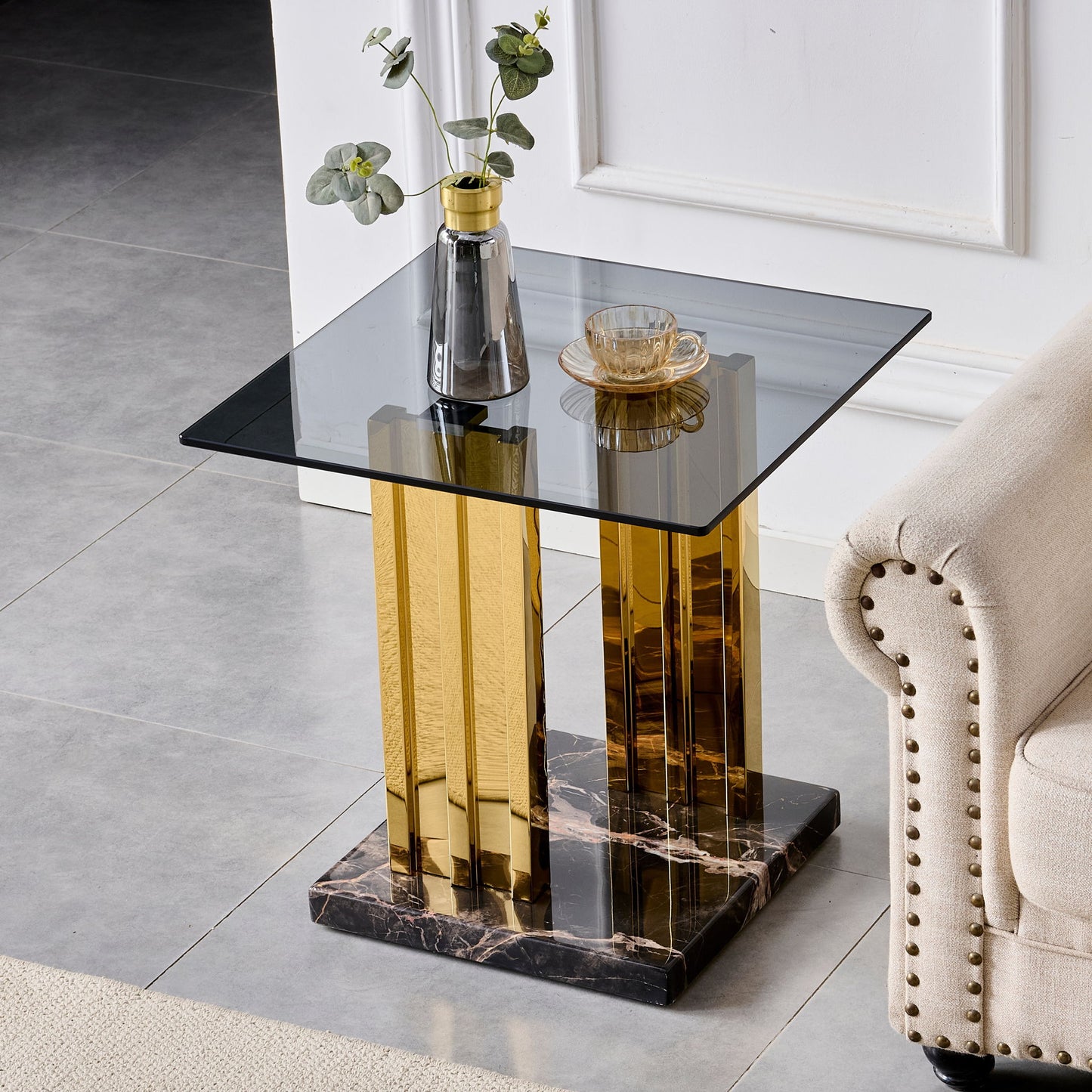 Side Table - Gray / Gold