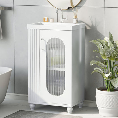 Modern Bathroom Vanity With Sink, Adjustable 2 Tier Shelf