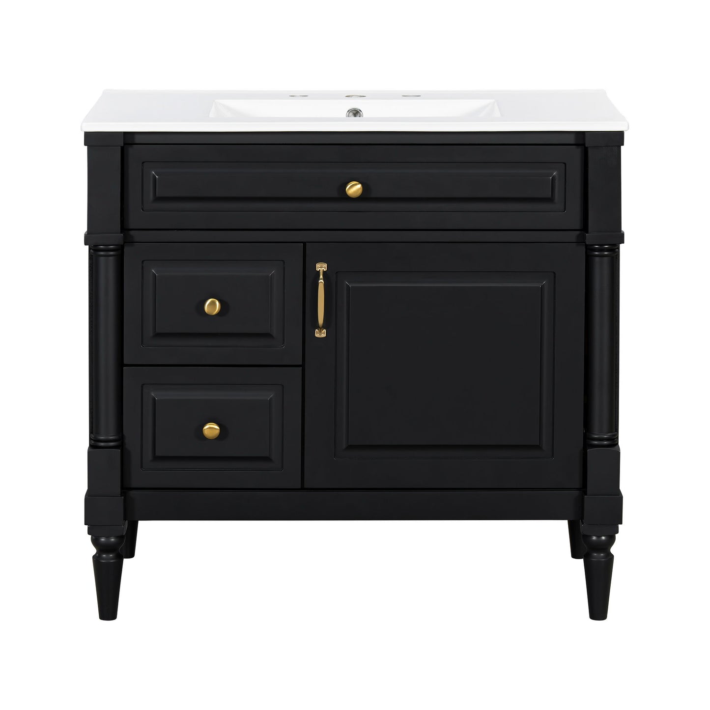 Freestanding Bathroom Vanity With Sink, Adjustable Shelf, Flip Drawer