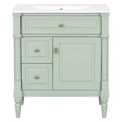 Modern Bathroom Vanity With Sink, Freestanding Cabinet With Flip Drawer & Adjustable Shelf