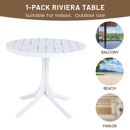 4 Piece Set Of Color Block Designed Single Chairs & Round Table - Cream White / Haze Green / White