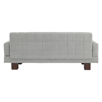 Modern Loveseat Sofa, 2 Seater With Square Arms For Living Room