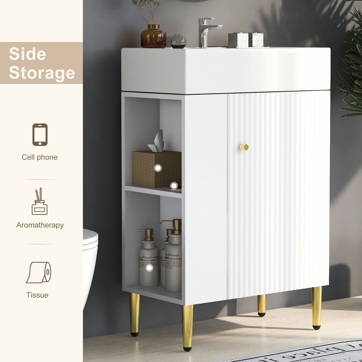 Bathroom Vanity, Combo Cabinet, Bathroom Storage Cabinet, Single Ceramic Sink