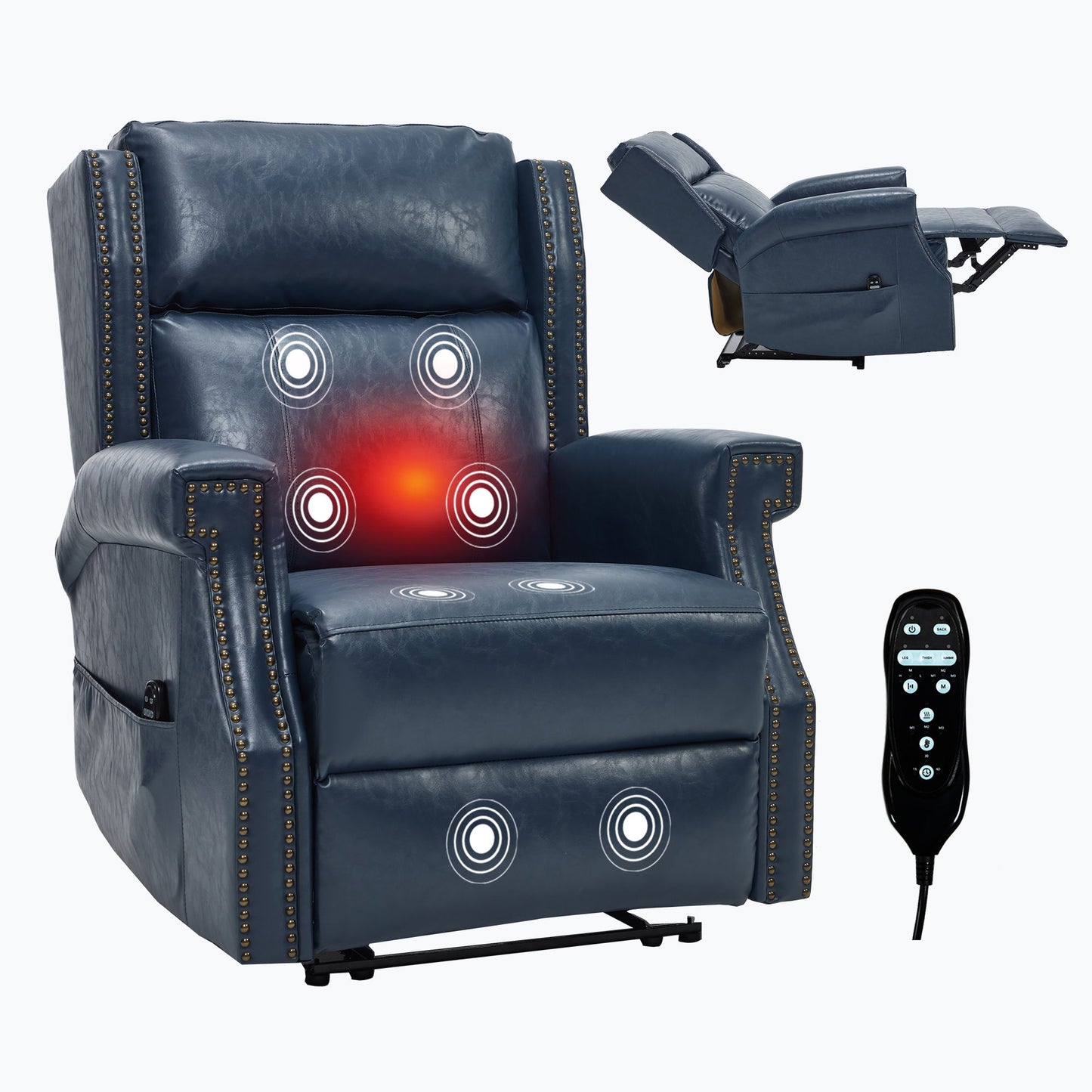 Manual Recliner Chair With Heavy Duty Motion Mechanism, 8 Vibrating Nodes And 3 Massage Modes For Living Room