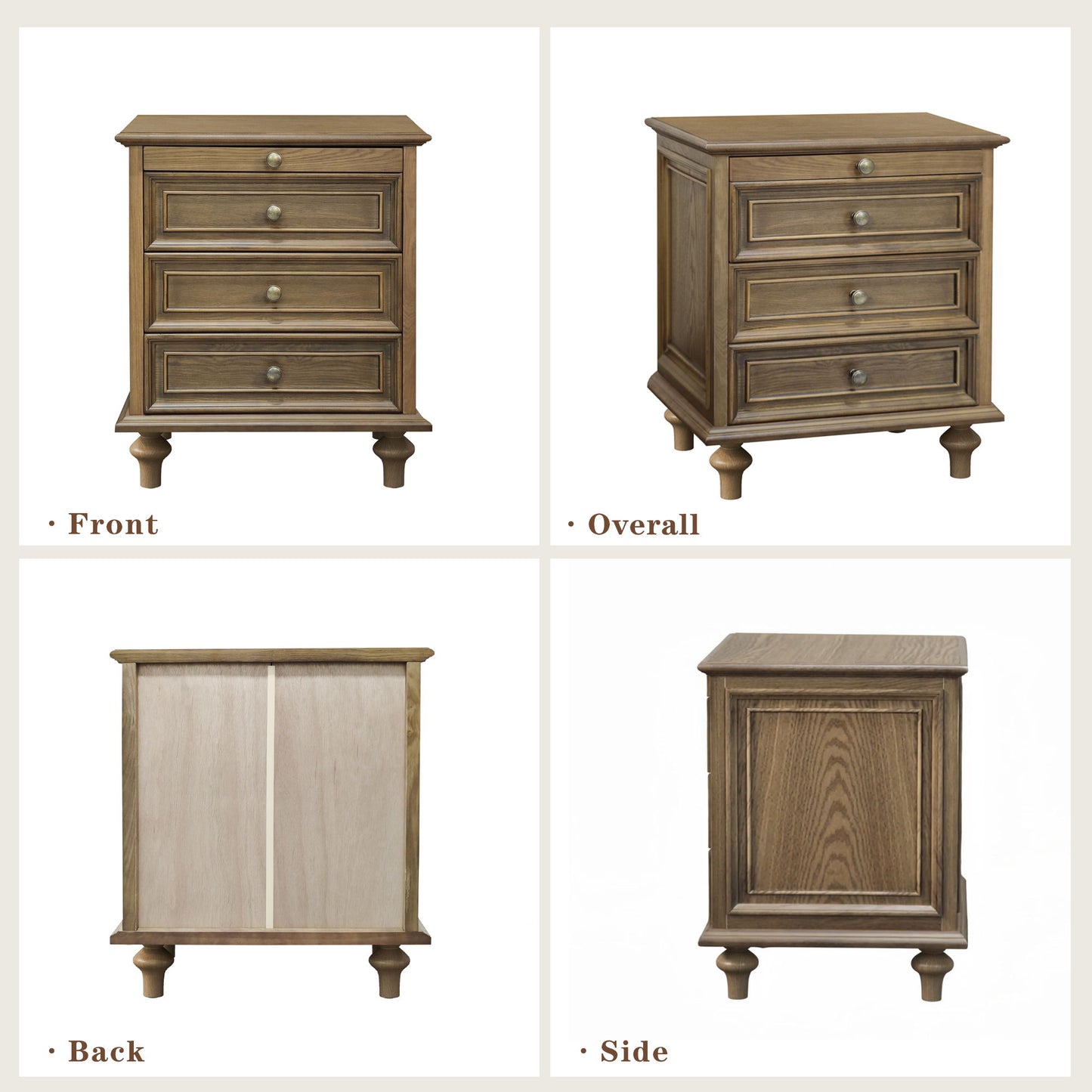 Nightstands With 4 Drawer, Storage End Table With Hidden Pull Out Shelf