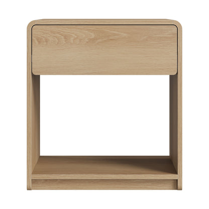 Bedside Table With Storage Drawers And Open Shelves (Set of 2) - Oak